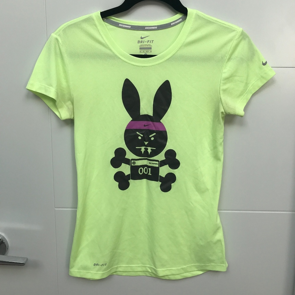 Nike Dri-fit Yellow Green Evil Bunny Running Tee